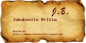 Jakubovits Britta névjegykártya